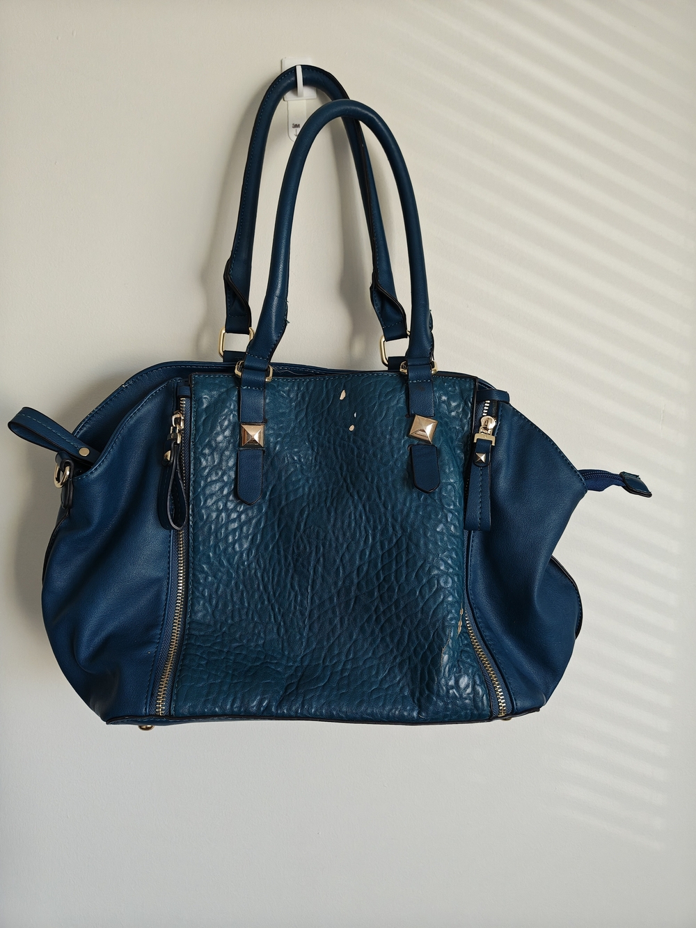 Y2K Etienne Aigner Teal Blue Satchel Bag with Gold Accents